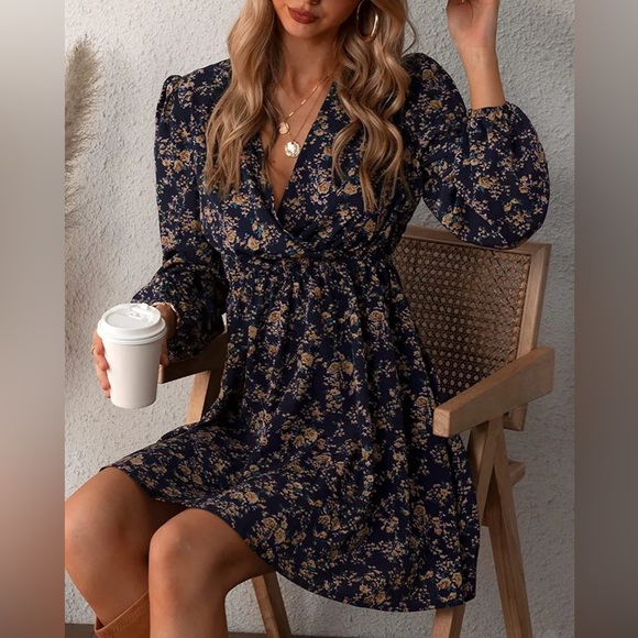 Spring Blooms Floral Maxi Dress - Navy,M